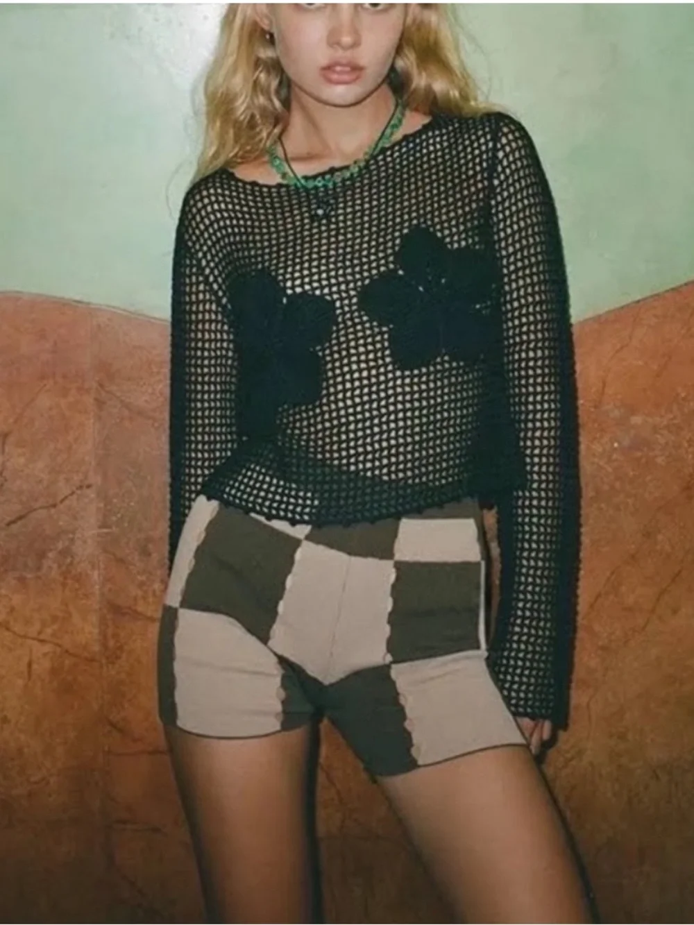 Realisation Par Flower Crocheted Knit Top